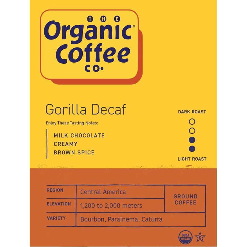 Organic Coffee Co. Gorilla Decaf Ground Coffee 12 Ounce Medium