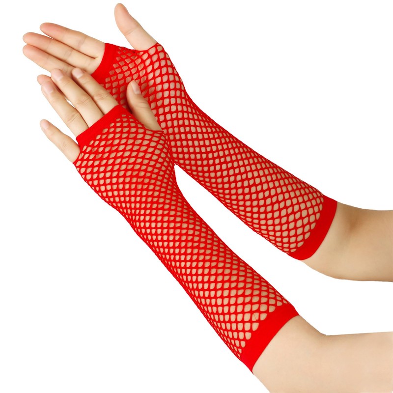 Seeksmile Women's Girls 80's Theme Party Emo Fingerless Arm Fishnet