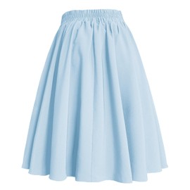 Afibi - Falda acampanada para mujer con cintura alta, estilo clásico, con bolsillos, Azul/claro, XXXL