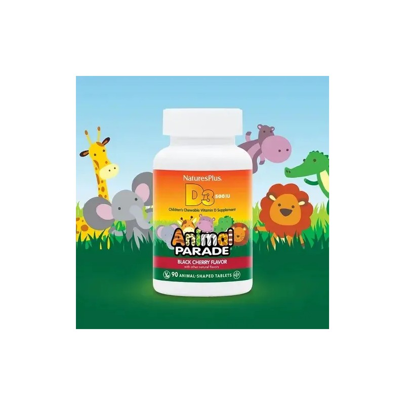 Vitamina D3 Masticable NaturesPlus 500UI Cereza Negra 90 Comp Vegano