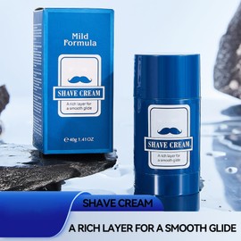 Shaving Cream for Men - 40g Facial Shaving Cream | Smooth 2 in 1 Cleansing Shave Balm Stick for Grooming Travel Barber Shop Home