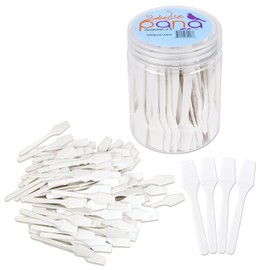 Beauticom Pana Brand Cosmetic Make Up Disposable Plastic 2.5" Spatulas Skin Care Facial Cream Mask Spatula (100 Pieces in a Container) (WHITE)
