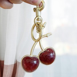 Sbredit Purse Charms Cherry Bag Charm Cute Keychain Car Cherry Accessories keychians Gifts for Women Mothers Day Gifts Valentine Bag Accessory-Red