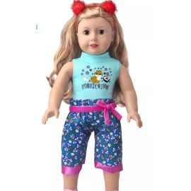 JustAskJoyce Collections Fashion Kapri Pant Outfit with Pom-pom Hairband, Designed for 18-Inch Dolls
