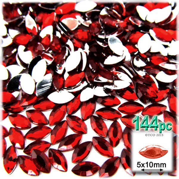 288pc Rhinestones Eye Shaped (Navette) 5x10mm Flatback Devil Red Wine
