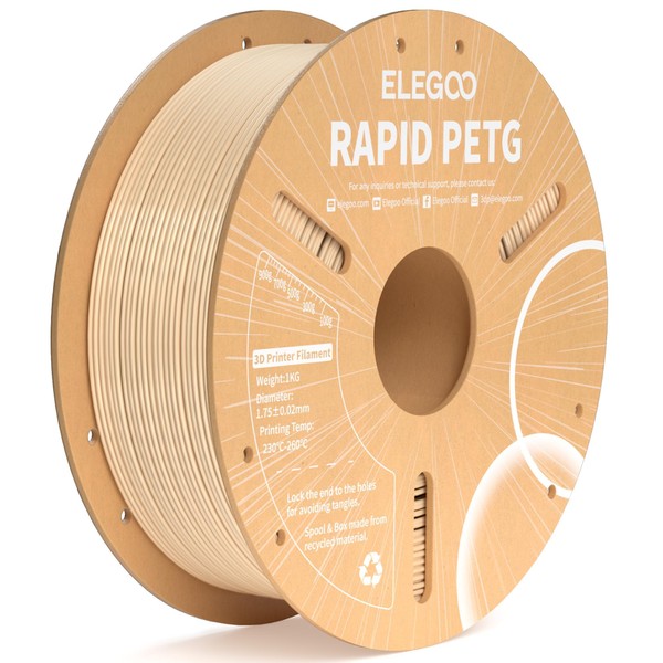 ELEGOO Rapid PETG Filament 1.75mm Beige 1KG, High Speed 30-600mm/s