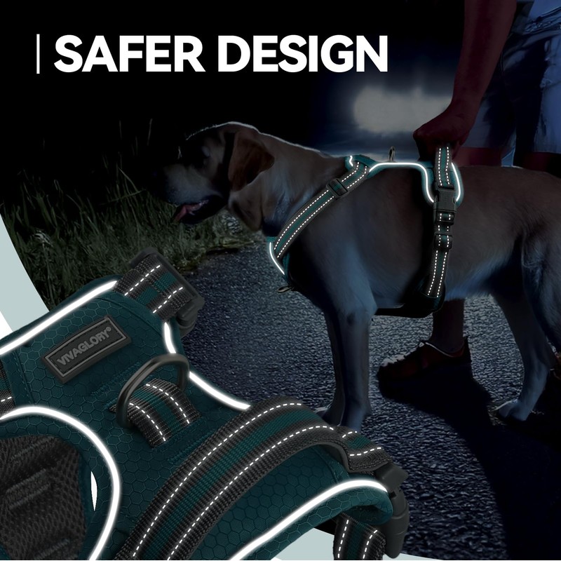 VIVAGLORY Easewalk Dog Harness, Anti-Pull Dog Harness for Training &