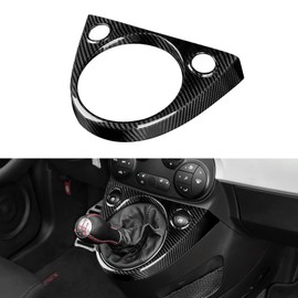 FXETRNL Real Carbon Fiber Covers Gear Box Trims Frame for Fiat 500 2011-2023 for Abarth 595 695 2016-2023 Interior Accessories Control Console Button Panel Cover Protective Decoratibe, Black Hard