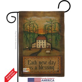 Each New Day Burlap Garden Flag Country Living Primitive Farm Western Barn American Rustic Cowboy Rural Ranch Small Decorative Gift Yard House Banner Double-Sided Made In USA 13 X 18.5