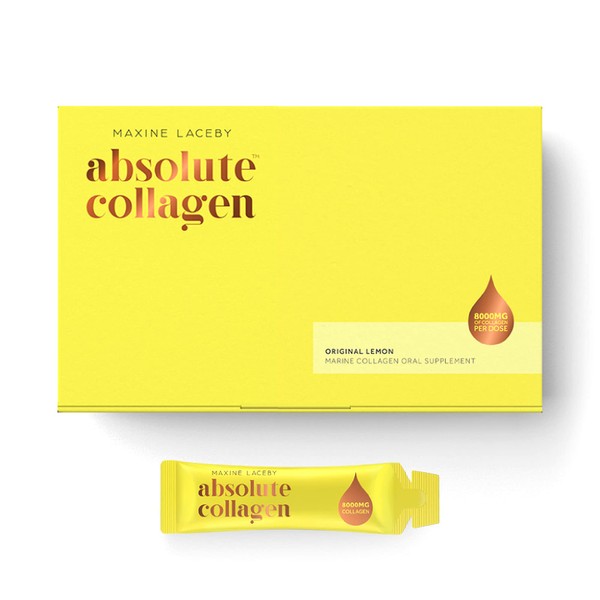 Absolute Collagen Marine Liquid Collagen Supplement for Women - 8000mg Collagen in Each Sachet - Higher Absorption Than Tablets or Powder - Original Lemon Flavour - 14 Sachets per Box