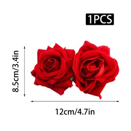 Wuyituart Red Rose Hair Clip Comb Red Hair Accessories Flower Bohemia Hairpin