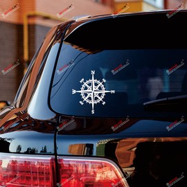2 Pack White, 6 Inches - Compass 4X4 Off Road 4WD Decal Sticker Car Truck Vinyl - Fit for Chevy Jeep Ford Subaru No Background C07121