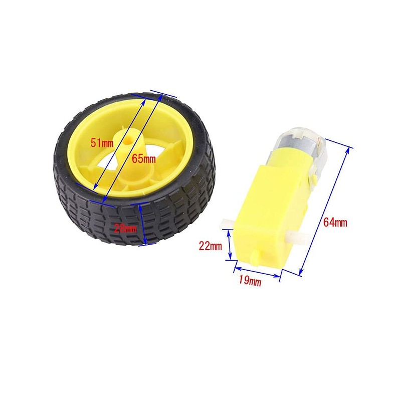 KKHMF 2 Pairs DC 3-6V Geared Motor + Smart Car