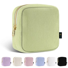Small Cosmetic Bag, Corduroy Cosmetic Bag, Make Up Organiser Bag, Metal Ring Zipper, Mini Travel Accessories, Beauty Gift Sets, Toiletry Bag for Women, Girls, Women, Birthday, Green