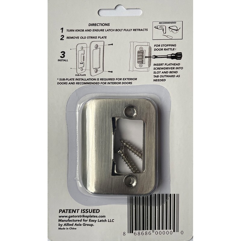 4-Pack Gator Door Latch Restorer - Strike Plate (Satin Nickel)