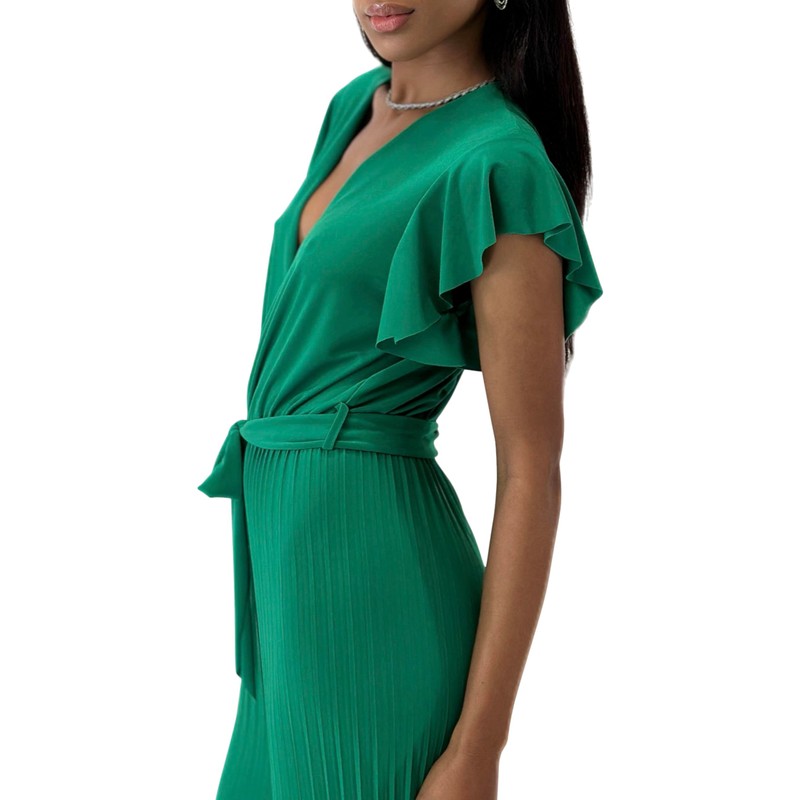 Elara Women's V Cut Jumpsuit, Green, one size