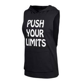 YeeHoo Men's Workout Hooded Tank Tops Bodybuilding Muscle Shirt Sleeveless Gym Training Hoodies Black