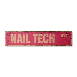 Nail TECH Vintage Plastic Street Sign Technician Beauty Salon Manicure Manicurist | Indoor/Outdoor | 24" Wide