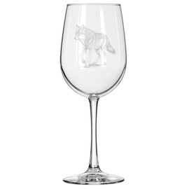 MIP Wine Glass for Red or White Wine Gift Wolf (16 oz Tall Stemmed)