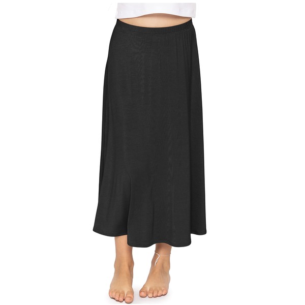 Stretch is Comfort Girl's Ankle Length Skirt Black X-Large