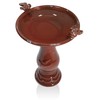 24" Tall Outdoor Ceramic Antique Pedestal Birdbath with 2 Bird