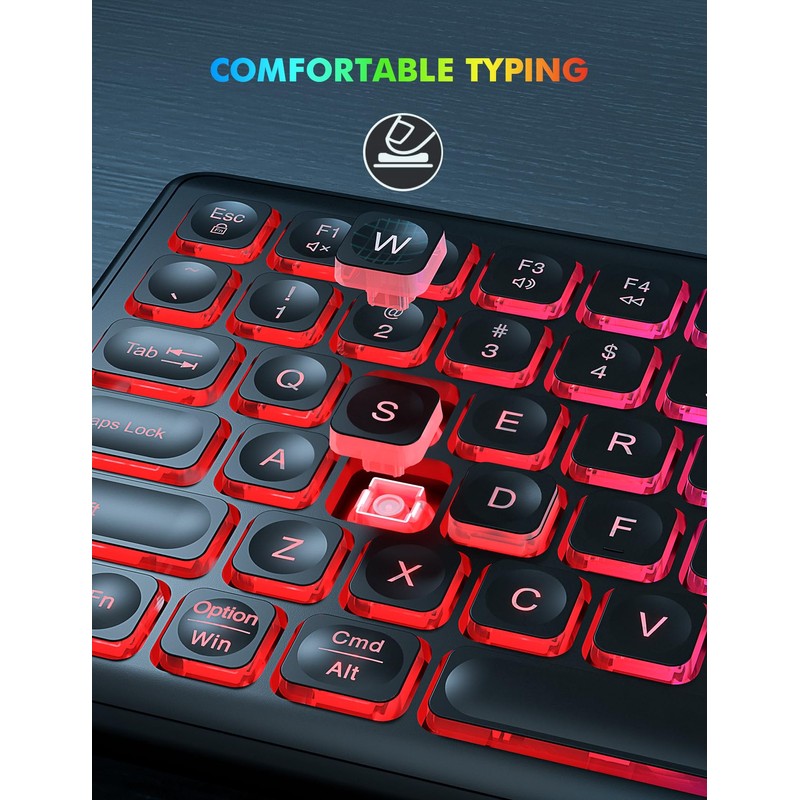 Wireless Keyboard and Mouse Combo, RGB Backlit, Rechargeable & Light
