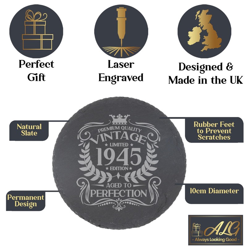 80th Birthday Gift for Men Vintage 1945 Aged to Perfection