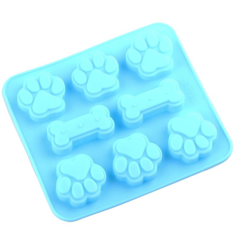 YIMINGMOLD 2pcs Puppy Paw and Bone Silicone Chocolate Molds For