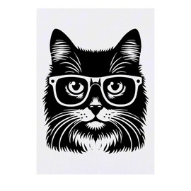 'Cat Wearing Glasses' Temporary Tattoo - Water Resistant, Skin-Safe, Non-Toxic Transfer (TO00085165)