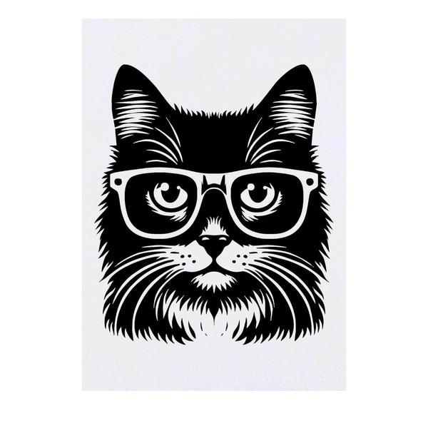 'Cat Wearing Glasses' Temporary Tattoo - Water Resistant, Skin-Safe, Non-Toxic