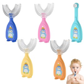 OUDQFCJ 5 Stück U Förmige Kinderzahnbürste, Weicher Bürstenkopf aus Silikon, 360° Mundpflege, Massage-Zahnfleisch, Rundumreinigung (2-6 Jahren)