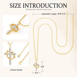 YEAMLTE Cross Necklace Women's Cross Pendant, Chain with Cross, Cross Crown Necklace Rotatable, Cross Chain Necklace, Cross Necklace, Cross Pendant, Fashion Gifts for Women, Stainless Steel, No