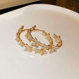 Butterfly Hoop Earrings - Color: Silver Butterfly Hoops