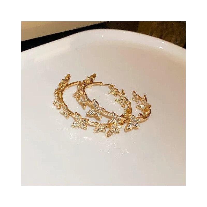 Butterfly Hoop Earrings - Color: Silver Butterfly Hoops