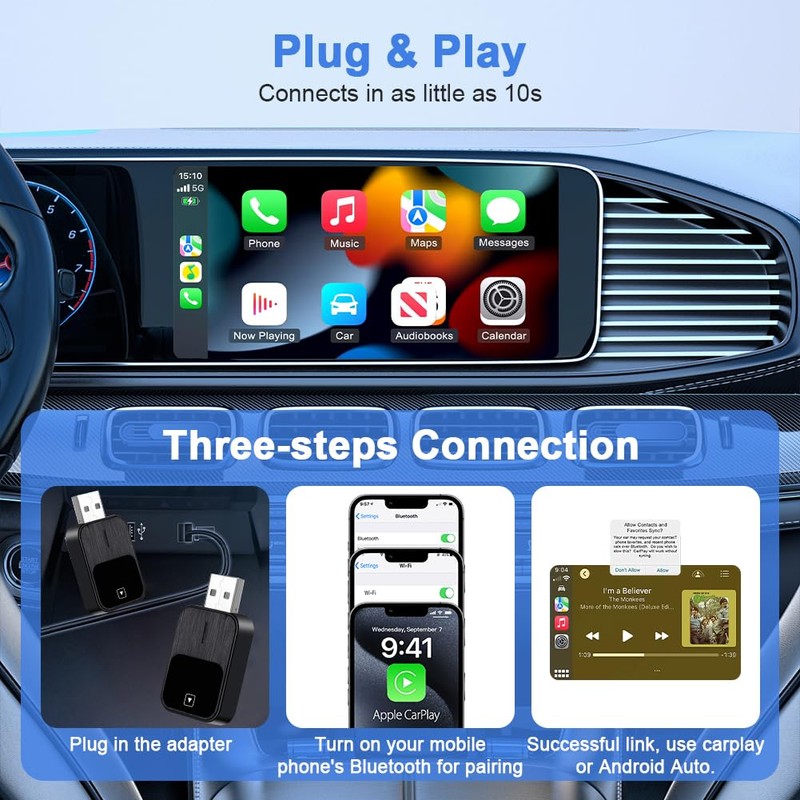 Flintronic Wireless CarPlay Adapter, Wireless Android Car & Carplay Wireless
