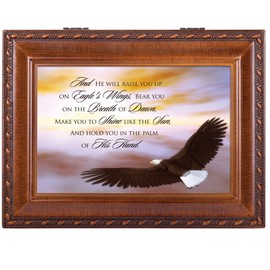 Cottage Garden Eagle's Wings Woodgrain Music Box Plays On Eagle's Wings