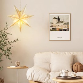 Hollow Out Star Lantern Paper Hanging Pendants Lampshade for Christmas Party