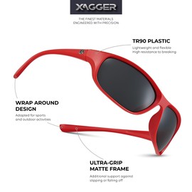Xagger Polarized Wrap Around Sport Sunglasses for Men Women Running Driving Fishing TR90 Frame