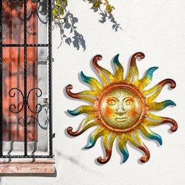 MACLARONX Metal Sun Wall Decor, Sun Face for Outdoor Garden Fence Yard Art Porch Door Patio Living Room Home Decorations Farmhouse Indoor Gift for Housewarming, Y1
