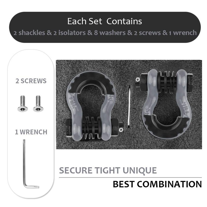 AMBULL Shackles 3/4" D Ring Shackle (2 Pack) 45,0000lb Break