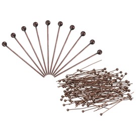 PATIKIL 100Pcs Red Copper Ball Head Pins Jewelry Making 24 Gauge 50mm Wire Head Pins Brass Round Ball Head Pins Metal End Head Pins for DIY Craft Necklaces Bracelets Earrings