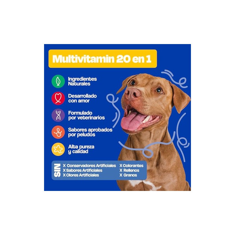 Dogelthy Multivitamin 20 en 1. Suplemento Multivitamínico para Perros