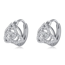 WINNICACA Irish Celtic Knot Earrings 925 Sterling Siver Celtic Huggie Hoop Leverback Earrings Cubic Zirconia Celtic Jewelry Gifts for Women Her Wife Anniversary Birthday Gifts