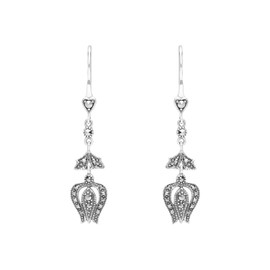 Esse Marcasite Sterling Silver Tulip Drop Marcasite Earrings