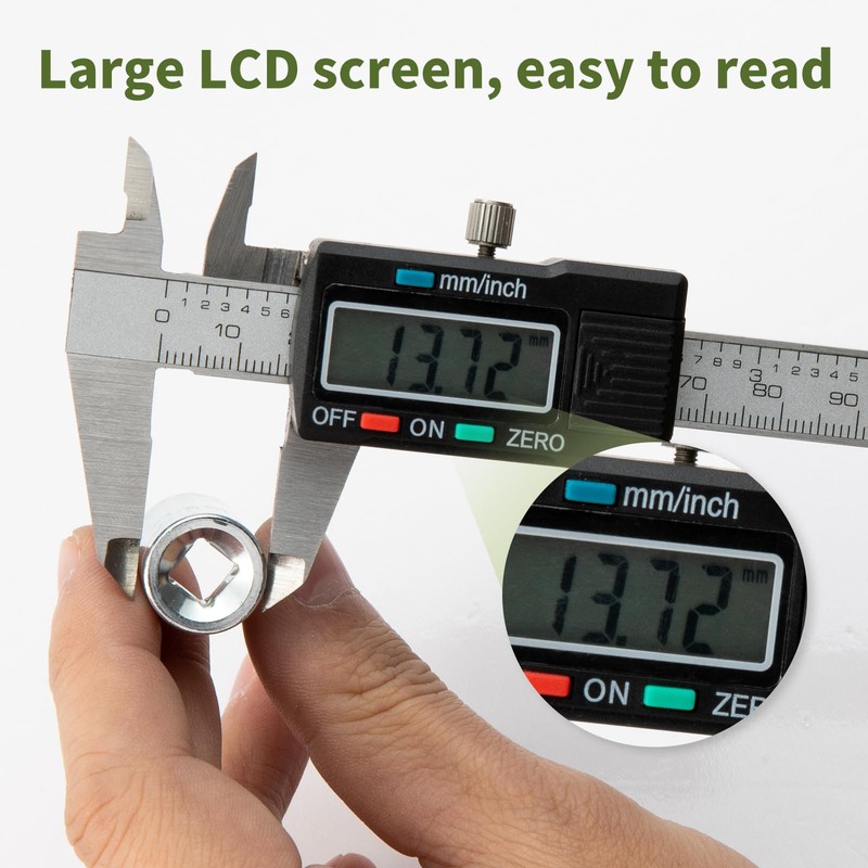 SCITOOLS Digital Caliper 0-8" Measuring Tool with Metal Ruler, Micrometer