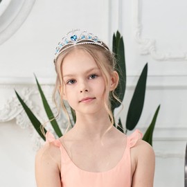 Lovelyshop Enchanting Blue Heart Tiara for Little Girls - Multi-Layered with Sparkling Navy Diamonds, Ideal for Princess Parties and Costume Dress-Up