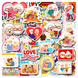 50pcs Grandparents Theme Waterproof Vinyl Stickers - Grandma and Grandpa Gifts Decorate Books, Laptops, Water Bottles