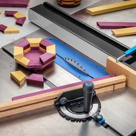 Rockler Precision Miter Gauge - Router Accessories w/Knobs & T-Bolts for Tool-Free Mounting - 0° to 70° Woodworking Tools and Accessories - Precise & Easy to Grip Workshop Tools