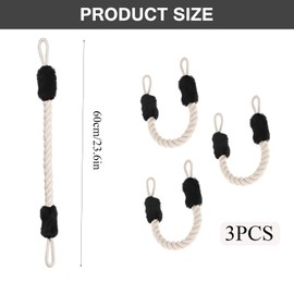 Xinghonyac 3 Pcs Door Stopper Latch, 60cm Cotton Rope Door Stopper, Anti-Collision Door Stop Stoppers, Door Handles Rope Stopper, Door Handle Protection Rope (Black)