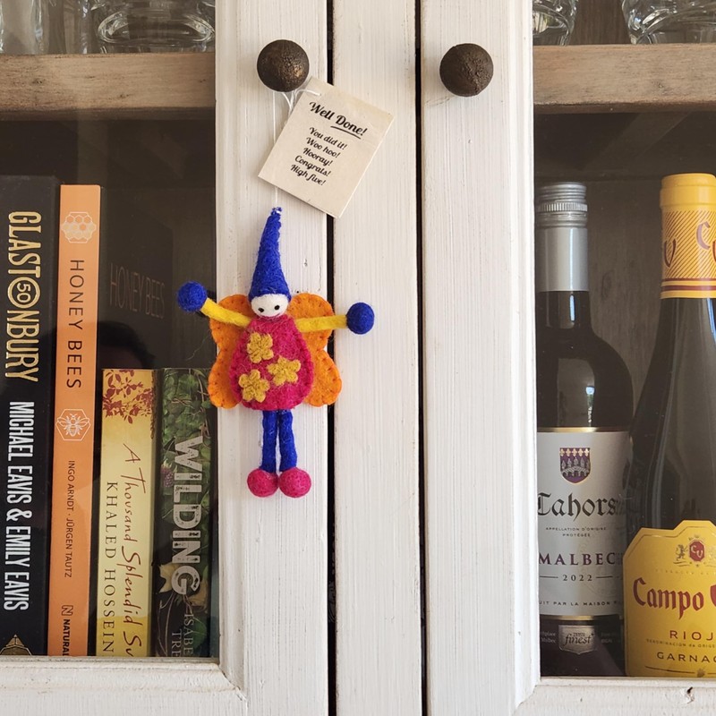 Siesta 'Well Done' Colourful Felt Fairy/Pixie with Message Gift Tag